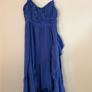 Elegant Blue Ruffled Dress